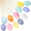 12 Pcs Easter Picks Faux Foam Easter Egg Picks Decorative Pastel Speckled Easter Egg Stems 10.6″ Tall for Spring Easter Basket Bouquets Floral Arrangement Centerpiece Wreath