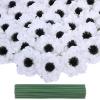 18 Sets Artificial White Flowers Picks Bulk White Flower Stems Silk Flower Heads with Wired Stems 4″ Wide for Floral Arrangement Wedding Bouquets Boutonnieres Floral Crafts