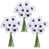 24 pcs Artificial White Poppy Flower Stems Real Touch Flower Fake Flowers in White with Black Center for Wedding Bouquets Corsages Centerpiece Floral Arrangements
