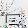 3 Pcs Assorted Large Foam Easter Egg Ornaments Black & White Striped and Dotted Easter Egg with Jute Bow Hanging Easter Tree Ornaments for Easter Tree Wreath Basket Farmhouse Spring Indoor Decor Gifts