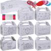 48 Sets Valentine’s Day Treat Boxes DIY Color Your Own Paintable Monster Prints Goodie Boxes Party Favor Boxes Valentines Container Candy Box with Heart Tags Bulk for Kids School Classroom Supplies