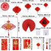 Supla 82 Pcs Chinese New Year Decorations Chinese Hanging Good Luck Ornaments Red Lanterns Festive Tree Ornaments Paper Fans for Asian Chinese Lunar New Year 2025 Year of The Snake Party Decor