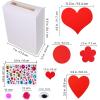 Winlyn 12 Sets Bulk Valentine’s Day Boxes DIY Valentine Owl Mailboxes Cards Holder Boxes Craft Kits White Mailbox with Assorted Heart Cutouts Foam Stickers Pom-poms for Kids Classroom Exchange