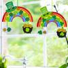 Winlyn 12 Sets St. Patrick’s Day Decorations Rainbow Ornaments DIY St. Pat’s Craft Kits Rainbow Four-Leaf Clover Irish Lucky Shamrock Foam Stickers for Kids Party Classroom Home Activity Art Project