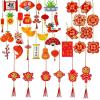 Winlyn 128 Pcs Chinese Lunar New Year Hanging Ornaments – Red Lanterns, Lucky Knot Tassels for Asian Vietnamese TET 2025 Snake Year Party Decorations – Festival Tree Good Luck Fortune