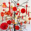 Winlyn 153 Pcs Chinese Lunar New Year Decorations Hanging Good Luck Fortune Ornaments Red Lanterns Lucky Knot Tassels Festival Tree Ornaments for Asian Vietnamese TET 2025 Snake New Year Party Decor