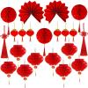 Winlyn 153 Pcs Chinese Lunar New Year Decorations Hanging Good Luck Fortune Ornaments Red Lanterns Lucky Knot Tassels Festival Tree Ornaments for Asian Vietnamese TET 2025 Snake New Year Party Decor