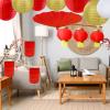 Winlyn 20 Pcs Asian Chinese New Year Party Decorations Red Gold White Round Paper Lanterns Hanging Party Lanterns Red Accordion Lanterns for Oriental Lunar New Year Festival Wedding Ceiling Decor