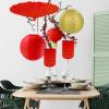 Winlyn 20 Pcs Asian Chinese New Year Party Decorations Red Gold White Round Paper Lanterns Hanging Party Lanterns Red Accordion Lanterns for Oriental Lunar New Year Festival Wedding Ceiling Decor