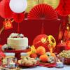 Winlyn 22 Pcs Chinese New Year Decorative Red Gold White Round Paper Lanterns Honeycomb Balls Paper Fans Oriental Hanging Party Decorations for Asian Chinese Japanese Lunar New Year Festival Wedding