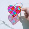Winlyn 24 Sets Heart Suncatchers Ornaments Decorations DIY Window Paint Art Stickers Crafts Heart Sun Catchers Kits for Kids Valentine’s Day Pirate-Themed Birthday Activities Party Favors Art Project