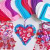Winlyn 24 Sets Valentine’s Day Heart Ornaments Decorations DIY Felt Heart Valentine Craft Kits Assorted Felt Heart Stickers Googly Eyes for Kids Valentine Gift Exchange Classroom Activity Art Project