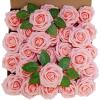 Winlyn 50 pcs Real Touch Blush Pink Roses with Stems & Silk Leaves – Bulk Artificial Flowers for Weddings Centerpieces Floral Arrangements Party Decorations Baby Showers Birthday Anniversaries Crafts(Blush Pink)
