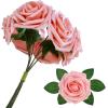 Winlyn 50 pcs Real Touch Blush Pink Roses with Stems & Silk Leaves – Bulk Artificial Flowers for Weddings Centerpieces Floral Arrangements Party Decorations Baby Showers Birthday Anniversaries Crafts(Blush Pink)