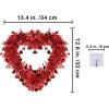 Winlyn 6 Pcs Red Valentine Heart Wreaths Tinsel Heart Shaped Wreaths with Foil Hearts Hanging Valentine’s Day Wreaths Decorations for Wedding Birthday Party Front Door Wall Window Mantel Décor
