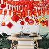 Winlyn Chinese Lunar New Year Party Decorations Oriental Red Lanterns Good Luck Garlands Hanging Festive Ornaments Party Swirls New Year Banner Honeycomb Balls for Asian Snake Year Wedding 2025 Decor