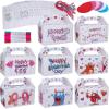 48 Sets Valentine’s Day Treat Boxes DIY Color Your Own Paintable Monster Prints Goodie Boxes Party Favor Boxes Valentines Container Candy Box with Heart Tags Bulk for Kids School Classroom Supplies