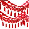 Supla 8 Pack 26.2′ Long Chinese New Year Garland Decorative Red Hanging Good Luck Garland Chinese Spring Felt String Garland for Asian Chinese Festival 2025 Lunar Year of The Dragon Party Decorations