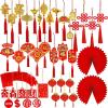 Winlyn 106 Pcs Chinese New Year Decorations – Hanging Good Luck Ornaments, Red Lanterns, Festive Tree Ornaments, Paper Fans for Asian Lunar New Year 2025 Year of The Snake Party Decor