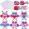 Winlyn 12 Sets Bulk Valentine’s Day Boxes DIY Valentine Owl Mailboxes Cards Holder Boxes Craft Kits White Mailbox with Assorted Heart Cutouts Foam Stickers Pom-poms for Kids Classroom Exchange