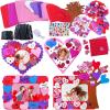 Winlyn 12 Sets Heart Picture Frames Decorations Valentine Crafts Kits DIY Heart Frames Art Sets Smile Hearts Foam Valentine Stickers for Kids Valentine’s Day Party Classroom Activities Gift Exchange