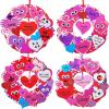 Winlyn 12 Sets Heart Wreath Ornaments Decorations Valentine Crafts Kits for Kids Classroom DIY Valentine’s Day Heart Wreath Assorted Heart Cutouts Foam Stickers Googly Eyes Valentine Gift Exchange