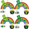 Winlyn 12 Sets St. Patrick’s Day Decorations Rainbow Ornaments DIY St. Pat’s Craft Kits Rainbow Four-Leaf Clover Irish Lucky Shamrock Foam Stickers for Kids Party Classroom Home Activity Art Project