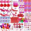 Winlyn 120 Pcs Valentine’s Day Stationery Toy Assortment Set Valentine Prizes Rewards Bulk Valentine Goodie Bags Stuffers for Kids Students Valentine Party Favors Treat School Classroom Gift Exchange