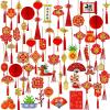 Winlyn 128 Pcs Chinese Lunar New Year Hanging Ornaments – Red Lanterns, Lucky Knot Tassels for Asian Vietnamese TET 2025 Snake Year Party Decorations – Festival Tree Good Luck Fortune