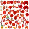 Winlyn 161 Pcs Chinese New Year Decorations – Hanging Good Luck Ornaments, Red Lanterns, Festive Tree Ornaments, Paper Fans for Asian Lunar New Year 2025 Year of The Snake Party Decor