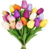Winlyn 20 Pcs 10 Colors Artificial Tulip Flowers Stems Real Touch PU Tulips Multicolor Fake Tulip Bouquets Wedding Easter Spring Floral Arrangements Home Table Decorations(Mixed)