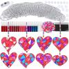 Winlyn 24 Sets Heart Suncatchers Ornaments Decorations DIY Window Paint Art Stickers Crafts Heart Sun Catchers Kits for Kids Valentine’s Day Pirate-Themed Birthday Activities Party Favors Art Project
