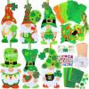 Winlyn 24 Sets St. Patrick’s Day Decorations Gnome Shamrock Ornaments DIY St. Pat’s Craft Kits Assorted Lucky Four-Leaf Clover Irish Shamrock Foam Stickers for Kids Classroom Home Activity Art Project