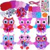 Winlyn 24 Sets Valentine Decorations DIY Heart Owl Ornaments Valentine Craft Kit Valentine Owl Art Sets Hearts Foam Valentine Stickers for Kids Valentine’s Day Party Classroom Activities Gift Exchange