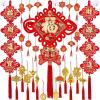 Winlyn 27 Pcs Chinese New Year Decorations Fu Red Knot Tassel Hanging Oriental Lucky Ornaments Spring Wall Ornaments Red Good Luck Tree Ornaments for Asian Lunar New Year 2025 Snake Year Party Decor