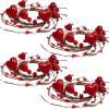 Winlyn 4 Pcs Valentine Candle Rings Wreaths Red Heart and Berry Candle Holder Rings Red Pip Berry Candle Rings Mini Wreaths 9.5″ Wide for Valentine’s Day Wedding Windows Table Centerpieces(Red)