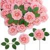 Winlyn 50 pcs Real Touch Blush Pink Roses with Stems & Silk Leaves – Bulk Artificial Flowers for Weddings Centerpieces Floral Arrangements Party Decorations Baby Showers Birthday Anniversaries Crafts(Blush Pink)