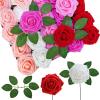 Winlyn 50 pcs Real Touch Blush Pink Roses with Stems & Silk Leaves – Bulk Artificial Flowers for Weddings Centerpieces Floral Arrangements Party Decorations Baby Showers Birthday Anniversaries Crafts(Multi Color)
