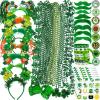 Winlyn 58 Pcs St. Patrick’s Day Novelty Jewelry Assortment: Necklaces, Head Boppers, Bracelets, Mustaches, Tattoos & Accessories for St. Patty’s Day Irish Party Decor