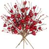 Winlyn 6 Pcs Valentine’s Day Heart and Berry Sprays – Artificial Heart Shaped Floral Picks, Red Pink Berry Flower Stems 16.5″ for Wedding Floral Arrangement Wreath(Red & White)