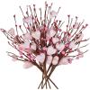 Winlyn 6 Pcs Valentine’s Day Heart and Berry Sprays – Artificial Heart Shaped Floral Picks, Red Pink Berry Flower Stems 16.5″ for Wedding Floral Arrangement Wreath(Pink & Red)