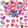 Winlyn Assorted Valentine’s Day Craft Stickers – Heart, Cupcake, Owl, Bee Shaped Cutouts – Felt & Foam Stickers for Kids Scrapbooking Cards Decoration