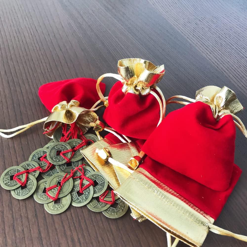 imageSupla 30 Pcs Chinese Lucky Coins Good Fortune Coins Good Luck Ornaments Decorations 3 Brass Coins Knotted with Red Ribbon and Lucky Bags for Wealth Health Success Asian Lunar Chinese New Year 2026