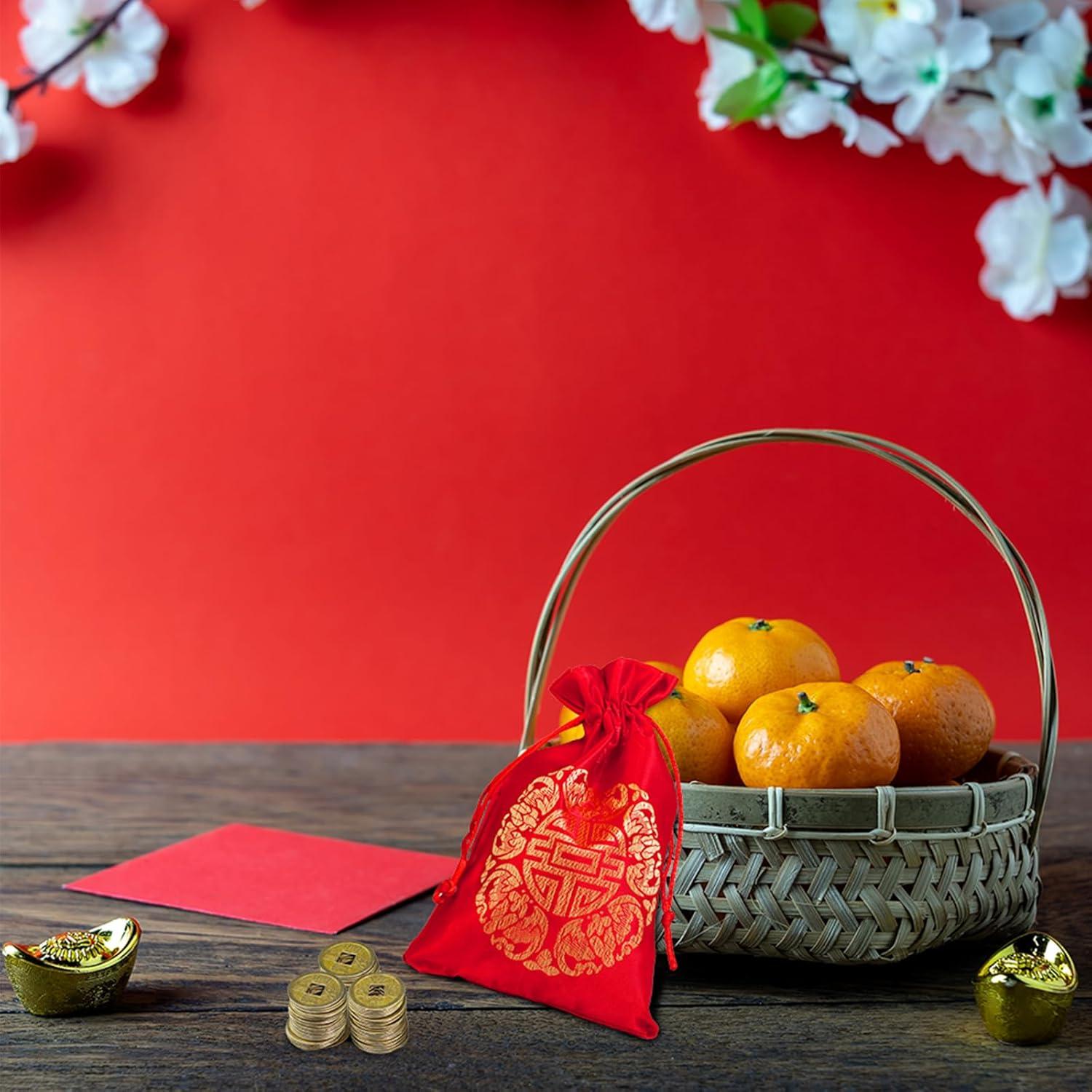 imageSupla 300 Pcs Chinese Lucky Coins Decorations Feng Shui Coins Fortune Coins Good Luck Coins Lucky Bag Hong bao for Asian Chinese Lunar New Year Health Wealth Bracelet Charms 2026 Year of The Horse