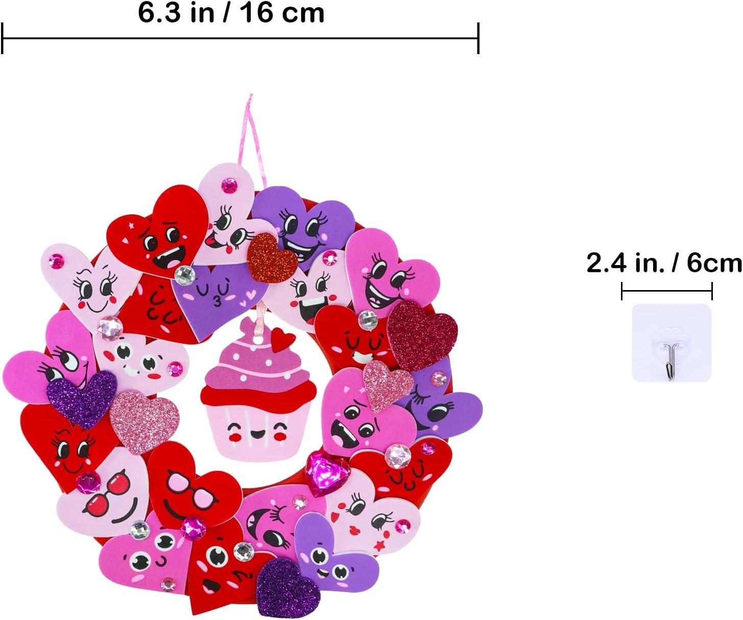 imageWinlyn 12 Sets Valentines Day Craft Kits Heart Crafts DIY Heart Wreath Ornaments Decorations Art Sets Foam Smile Heart Stickers for Kids Valentines Day Party Classroom Activities Gift Exchange