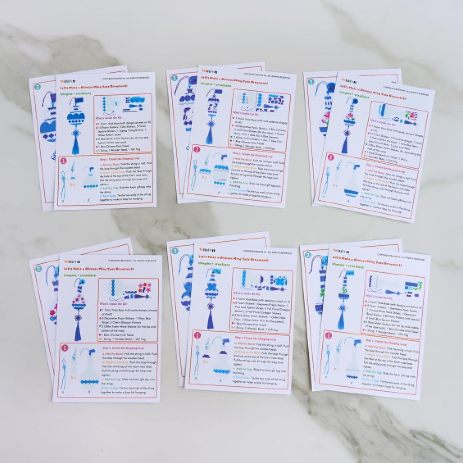 imageWinlyn 24 Sets Chinese New Year Decorations DIY Ming Vase Ornaments Craft Kits Blank Foam Vases with Blue and White Chinese Stickers for Kids Asian Classroom Activities Party Favors Gift Exchange