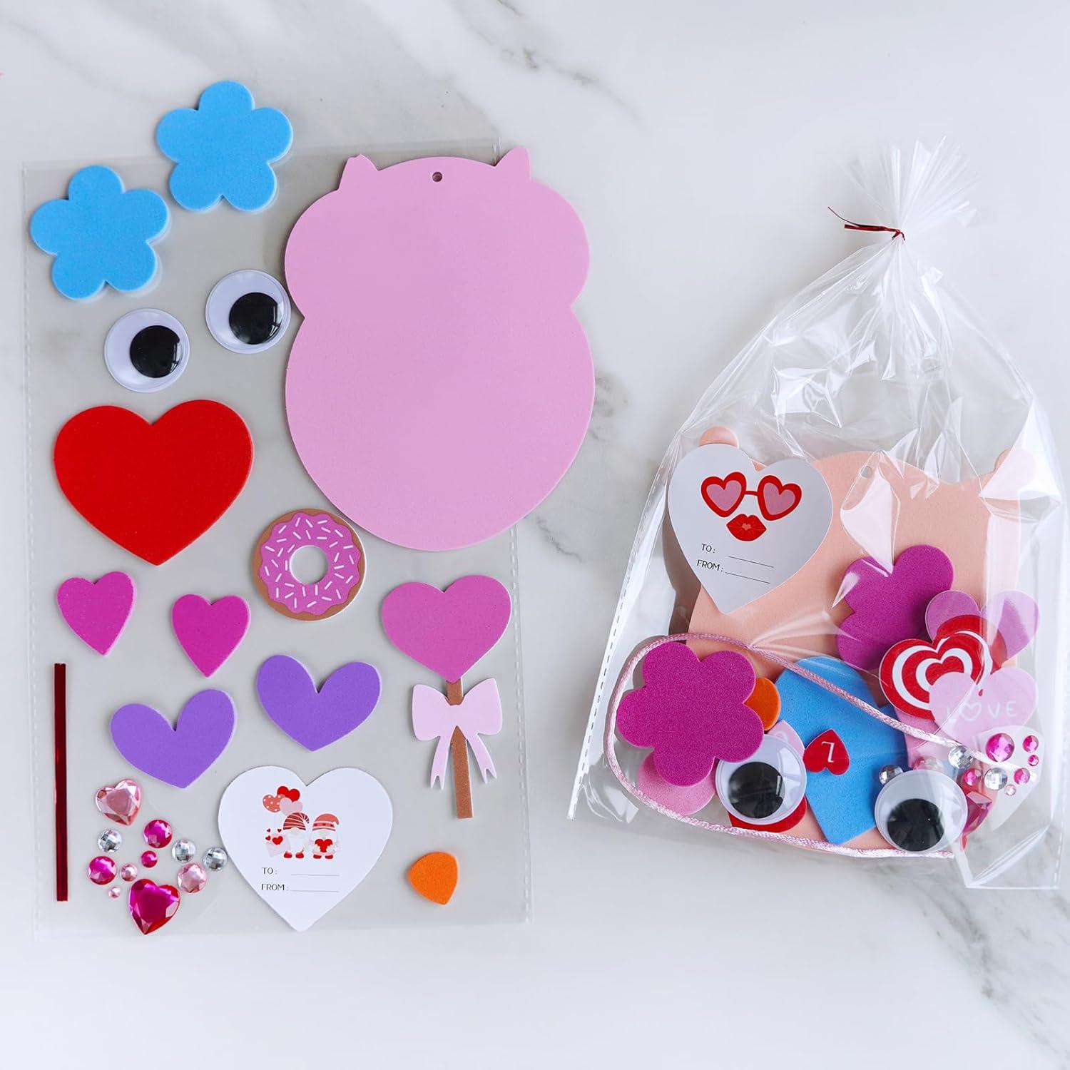 imageWinlyn 24 Sets Valentines Day Craft Kits Heart Crafts DIY Owl Ornaments Decorations Art Sets Foam Owl Heart Stickers for Kids Party Classroom Activities Gift Exchange