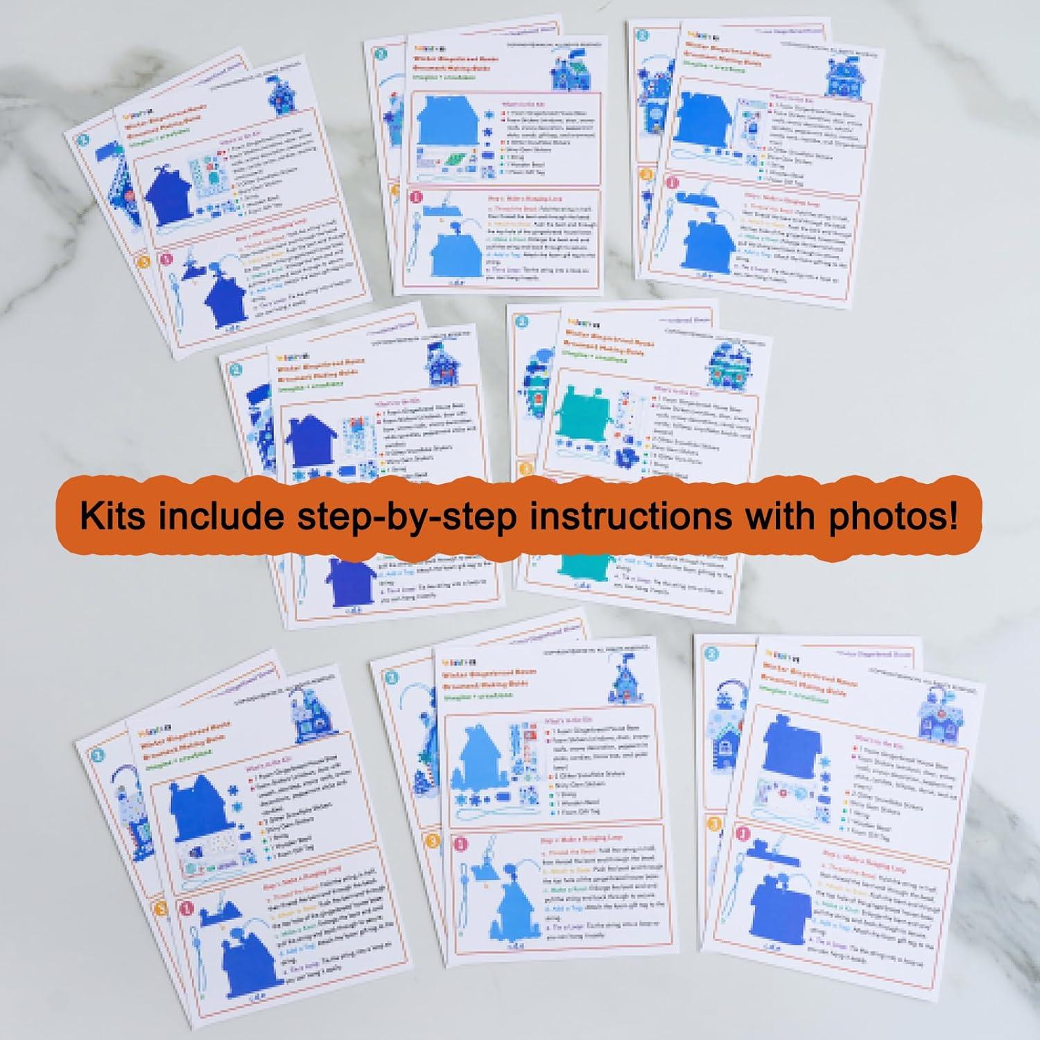 imageWinlyn 24 Sets Winter Decorations DIY 3D Gingerbread House Ornaments Christmas Crafts Kits Foam House with Snowflake Foam Stickers for Kids Holiday Seasonal Gift Home Classroom Activities Party Favors