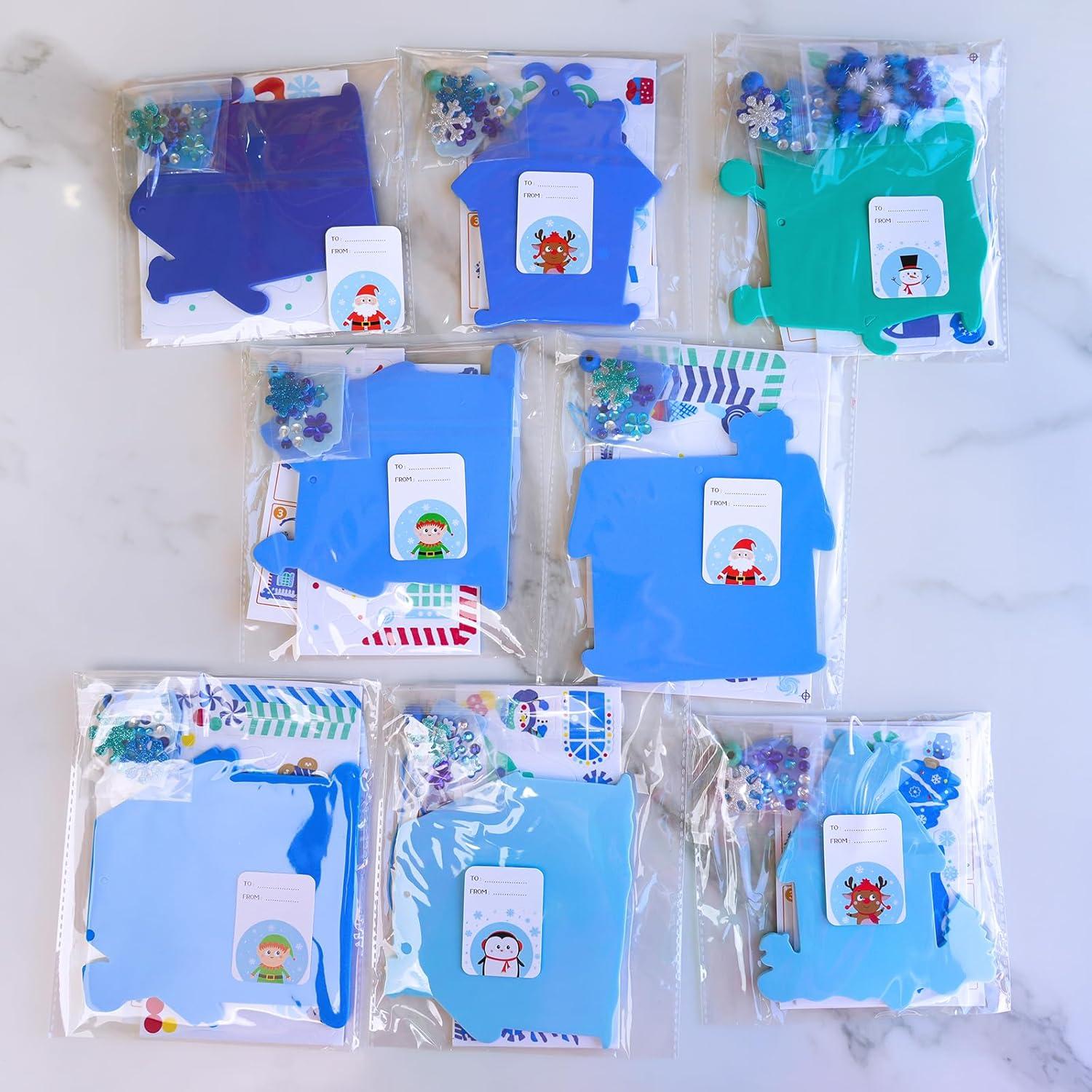 imageWinlyn 24 Sets Winter Decorations DIY 3D Gingerbread House Ornaments Christmas Crafts Kits Foam House with Snowflake Foam Stickers for Kids Holiday Seasonal Gift Home Classroom Activities Party Favors