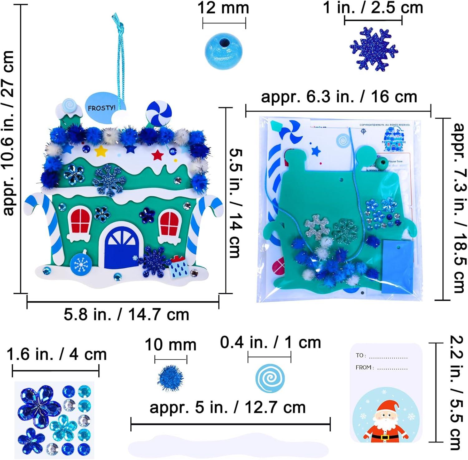 imageWinlyn 24 Sets Winter Decorations DIY 3D Gingerbread House Ornaments Christmas Crafts Kits Foam House with Snowflake Foam Stickers for Kids Holiday Seasonal Gift Home Classroom Activities Party Favors